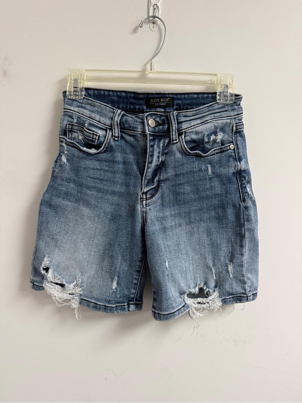 Judy Blue Light Blue Distressed Denim Shorts